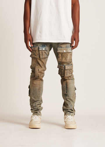 EMBELLISH CANUS CARGO DENIM-SAND WASH