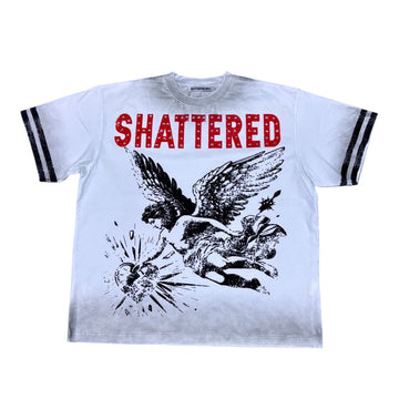 SHATTERED HEARTS STUDED ANGEL TEE WHITE RED (ANGEL TEE WR)