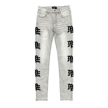 Mixed Emotion Monogram Denim Grey Wash (Monogram Denim Grey Wash)