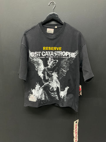 RESERVED BRAND T SHIRT BLACK WHITE AND GOLD
