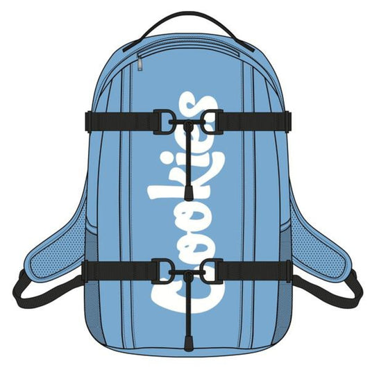 COOKIES NON-STANDARD RIPSTOP NYLON BACKPACK W/ HEAVY DUTY PLASTIC ZIPPERS, MESH SIDE POCKETS, NYLON WEB STRAPS W/ FASTENERS & LARGE VERTICAL LOGO PRINT (CM232AWB08)