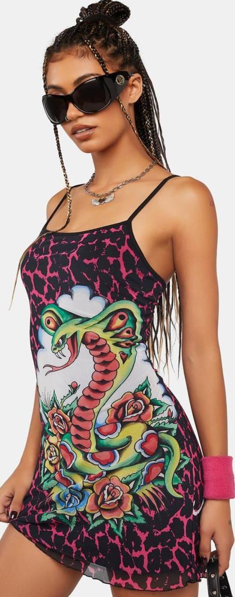 ed hardy COBRA ROSES MESH DRESSES (EHPM3000-2)
