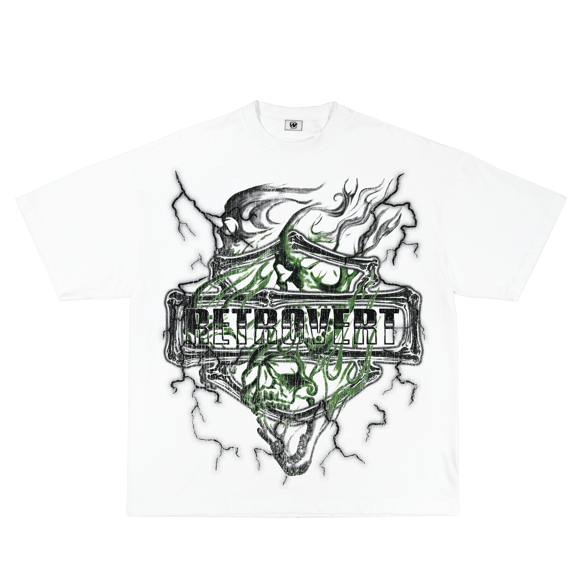 Retrovert GREEN SKULL T-SHIRT (SS25 04 Copy) Green