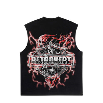 RETROVERT FLAMING SKULL CUT-OFF SHIRT (SS25 13)
