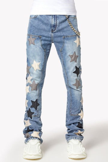 GUAPI Aqua Blue Vintage Stars Denim (Aqua-Blue-Vintage-Stars-Denim)