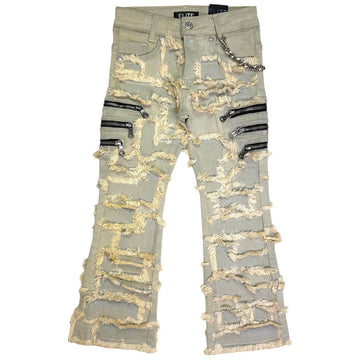 Elite Kids Cuban Link Kids Stacked 6ZIPPER Jeans 727-JR