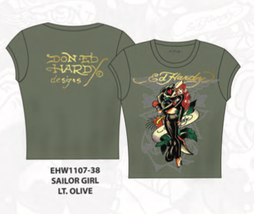 ED HARDY SAILOR GIRL CAP SLEEVE TEE (EHW1107-38)