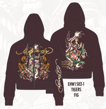 ED HARDY TIGERS ZIP FRONT HOODIE (EHW1502-1)