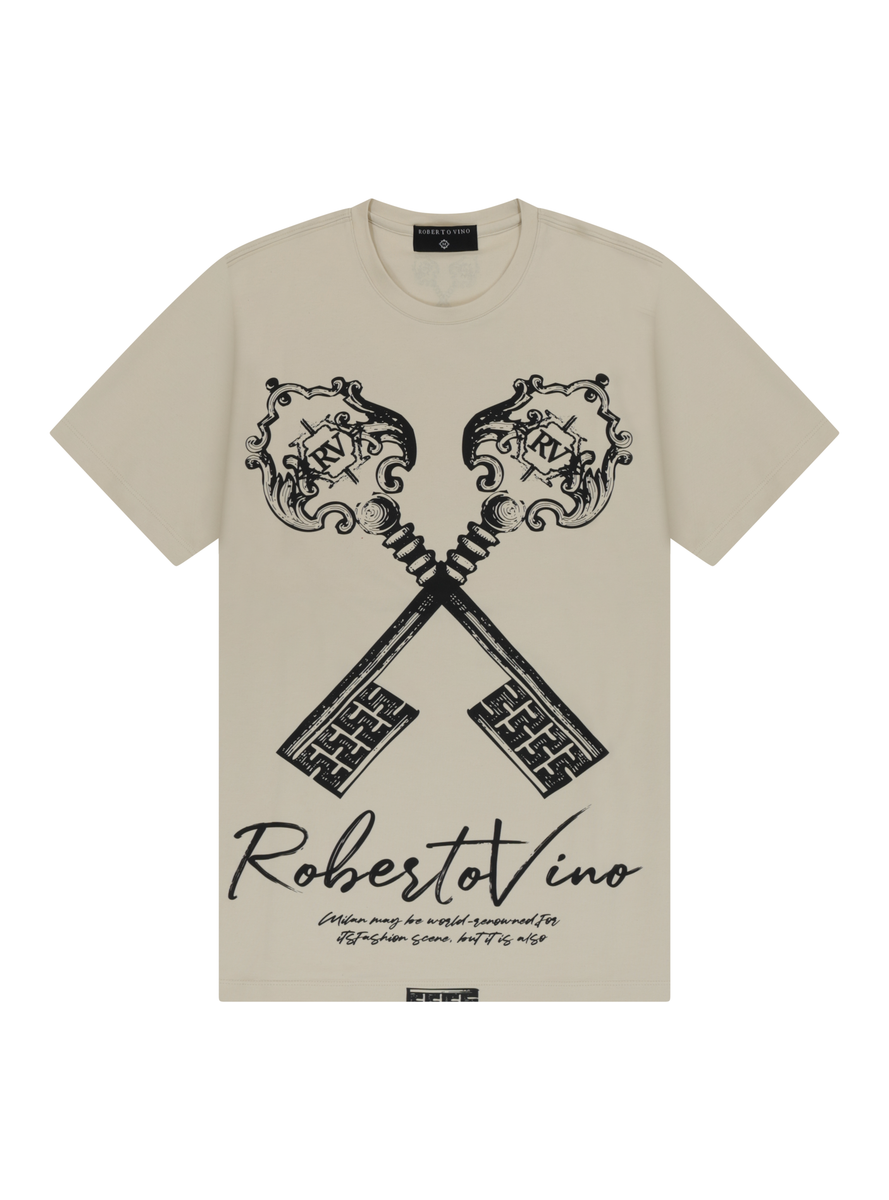 ROBERTO VINO MEN  Keys BEIGE TEE (RV-T-70-SS25-BEIGE)