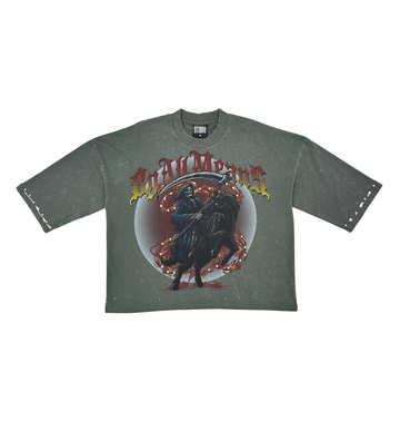 Stray wide & crop fit w/ 3/4 sleeve tshirt (ST1370-CHA)