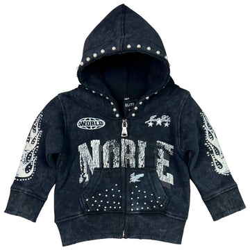 Elite Noble White/Black Washed Rhinestone + Pearls Zip-Up (153301)