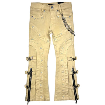 Elite Pearls+ Buckles Kids Jeans Cream (752-JR)