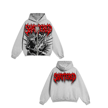 SHATTERED HEARTS GRAY rockstar studded hoodie (shrh2025)