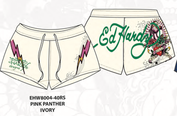 ED HARDY PINK PANTHER RHINESTONE FLEECE SHORT (EHW8004-40RS)