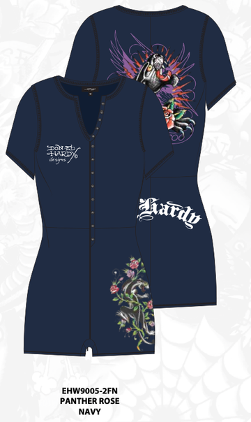 ED HARDY PANTHER ROSE SHORT SLEEVE PJ ONESIE (EHW9005-2FN)