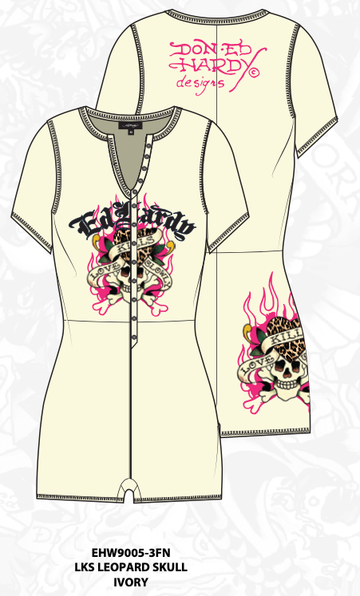 ED HARDY LKS LEOPARD SHORT SLEEVE PJ ONESIE (EHW9005-3FN)