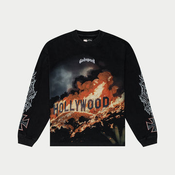 GodSpeed Hollywood Inferno Ls T-Shirt VVS (Black Wash) (Hollywood-Inferno-Ls-T-Shirt-Vvs-Black-Wash)