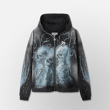 Hydepark Grayskull- Throw Back- Full ZIP Hoodie- Black (Grayskull-Throw-Back-Full-Zip-Hoodie-Black)