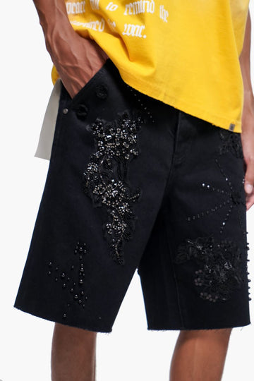 trnchs STITCHED - Black Denim Shorts (Stitched-Black-Denim-Shorts)
