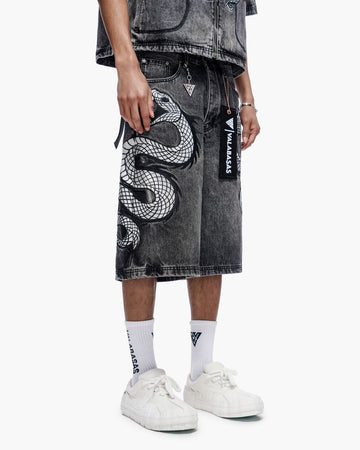 VALABASAS "GLACIER COIL" BAGGY DENIM SHORTS