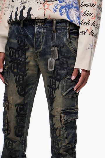trnchs "KHANDAQ" Medium Blue Cargo Denim