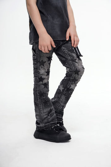 VALABASAS MARBLE WASHED V-STARS" KIDS STACKED DENIM