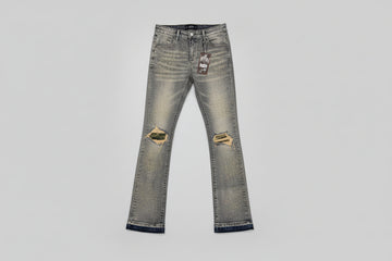 DENIMICITY DARK VINTAGE WASH DENIM WITH OLIVE STONE