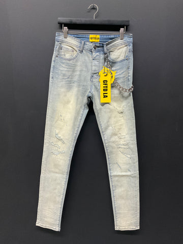 GFTED BLUE JEANS WITH CHAIN