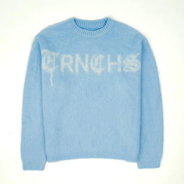 TRNCHS  MOHAIR SWEATER Baby Blue / White