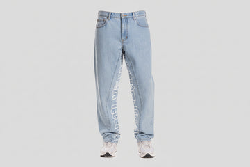 Ice Cream Diner Jeans Baggy Fit With Ice Cream Print Inseam Gusset Vanilla Color
