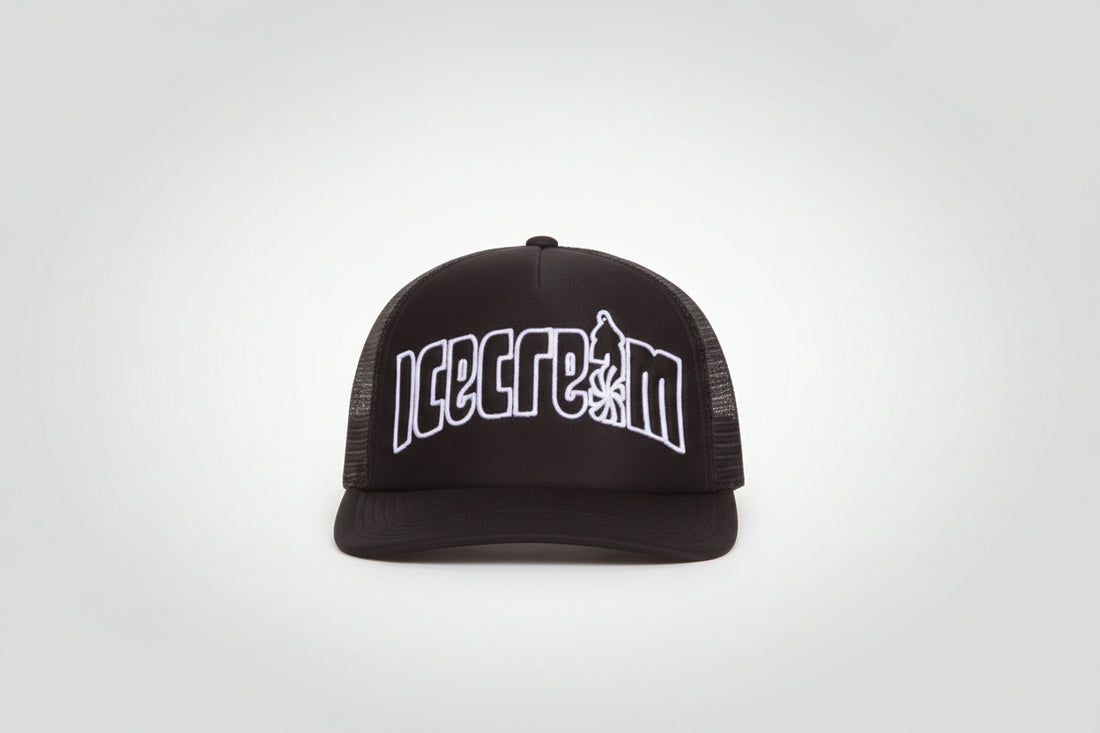 Black cap with Icecream logo on a white background